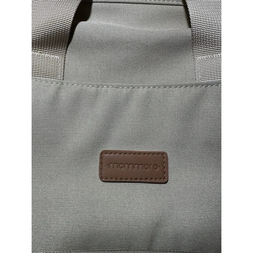 Mommore Diaper Bag Backpack Gray Brown Leather Trim Baby Travel‎ Tote Bag